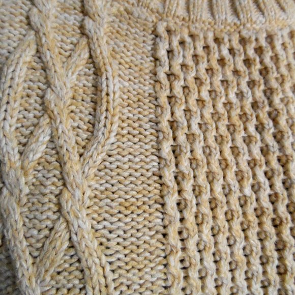 L.L.BEAN Scoop neck Crochet knit sweater XS Beige NaturalCable knit High quality - Picture 5 of 13